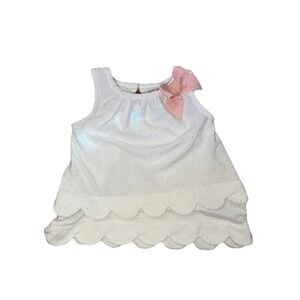 Tahari Baby Girls Dress White Scalloped Bow Size 3-6months